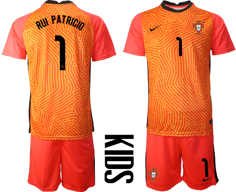 Youth 2021 European Cup Portugal red goalkeeper #1 Soccer Jersey